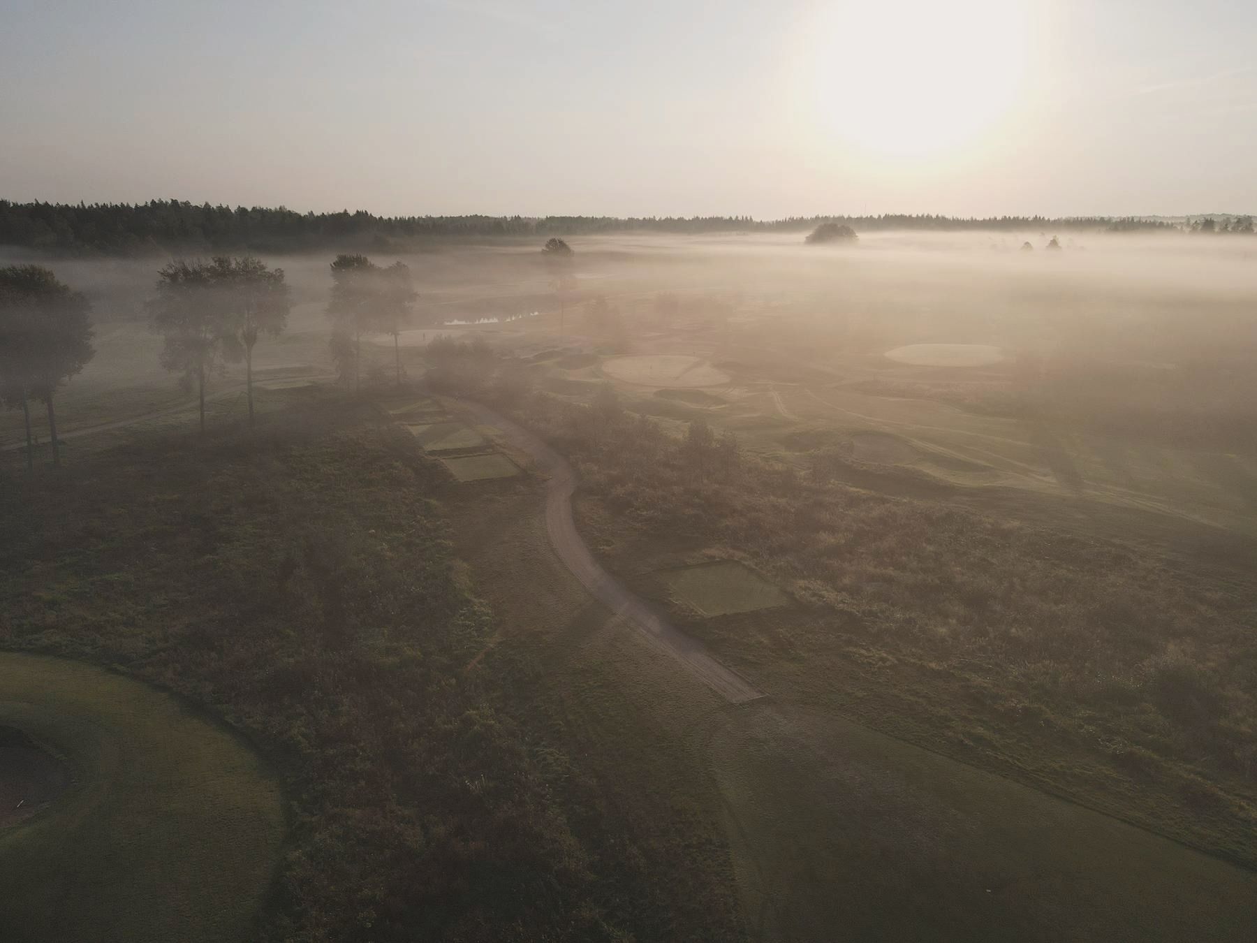 Sunrise through morning mist