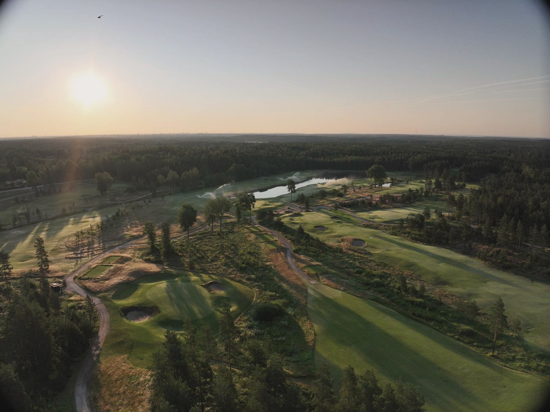 Evening sun over the course and clubhouse